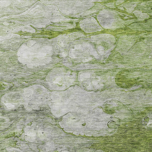 Homeroots 3' Abstract Washable Indoor Outdoor Area Rug In Artichoke Green, Purple & Lilac - Durable & Stylish 3' X 5' Polyester 582170