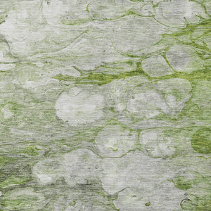 Homeroots 3' Abstract Washable Indoor Outdoor Area Rug In Artichoke Green, Purple & Lilac - Durable & Stylish 5' X 8' Polyester 582171