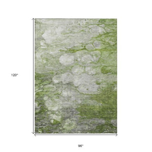 Homeroots 3' Abstract Washable Indoor Outdoor Area Rug In Artichoke Green, Purple & Lilac - Durable & Stylish 8' X 10' Polyester 582173