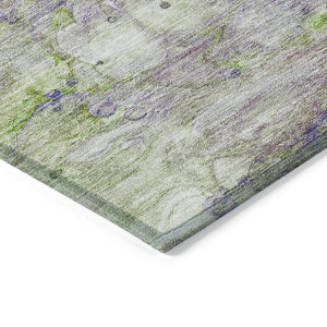 Homeroots 3' Abstract Washable Indoor Outdoor Area Rug In Artichoke Green, Purple & Lilac - Durable & Stylish 8' X 10' Polyester 582179