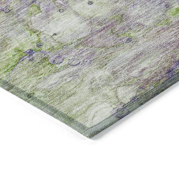 Homeroots 3' Abstract Washable Indoor Outdoor Area Rug In Artichoke Green, Purple & Lilac - Durable & Stylish 8' X 10' Polyester 582179