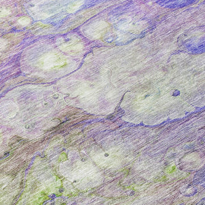 Homeroots 3' Abstract Washable Indoor Outdoor Area Rug In Artichoke Green, Purple & Lilac - Durable & Stylish 9' X 12' Polyester 582180