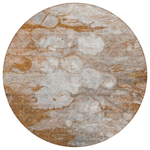 Homeroots 3' Abstract Washable Indoor Outdoor Area Rug In Artichoke Green, Purple & Lilac - Durable & Stylish 8' Round Polyester 582184