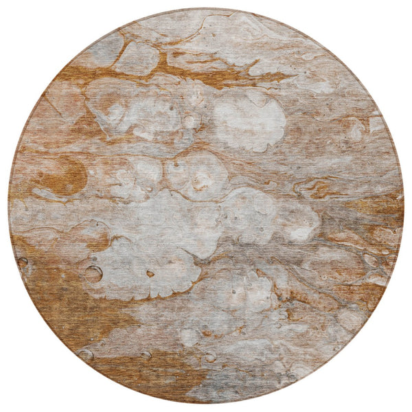 Homeroots 3' Abstract Washable Indoor Outdoor Area Rug In Artichoke Green, Purple & Lilac - Durable & Stylish 8' Round Polyester 582184