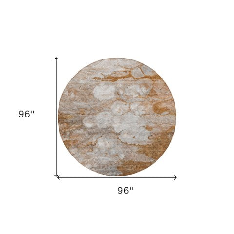 Homeroots 3' Abstract Washable Indoor Outdoor Area Rug In Artichoke Green, Purple & Lilac - Durable & Stylish 8' Round Polyester 582184