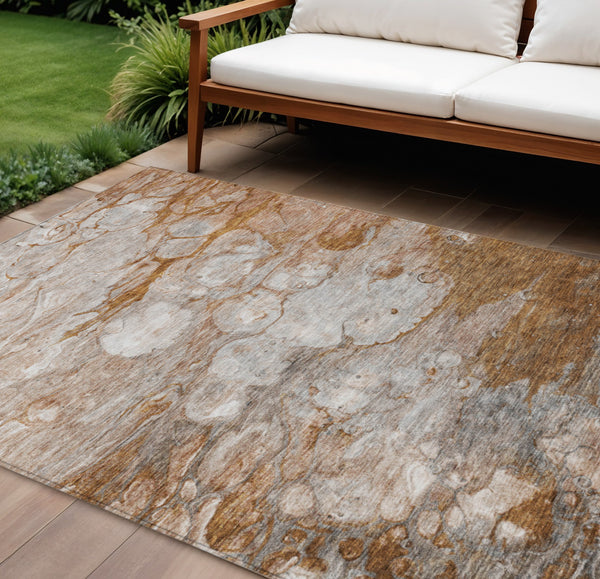 Homeroots 3' Abstract Washable Indoor Outdoor Area Rug In Artichoke Green, Purple & Lilac - Durable & Stylish 9' X 12' Polyester 582186