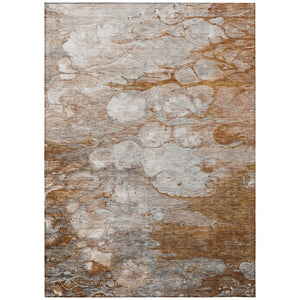 HomeRoots 5' Terra Cotta Gray and Silver Abstract Area Rug - Stylish, Washable, Indoor/Outdoor Durability 10' X 14' 582187