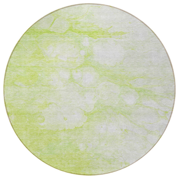 Homeroots 3' Artichoke Green Abstract Area Rug - Washable Indoor/Outdoor, Stain-resistant, Stylish Design 8' Round Polyester 582190