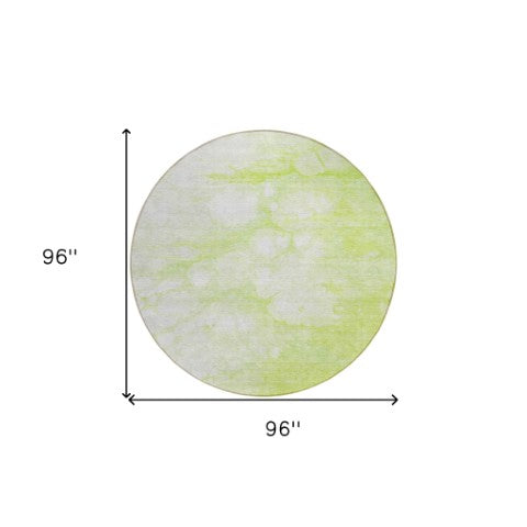 Homeroots 3' Artichoke Green Abstract Area Rug - Washable Indoor/Outdoor, Stain-resistant, Stylish Design 8' Round Polyester 582190