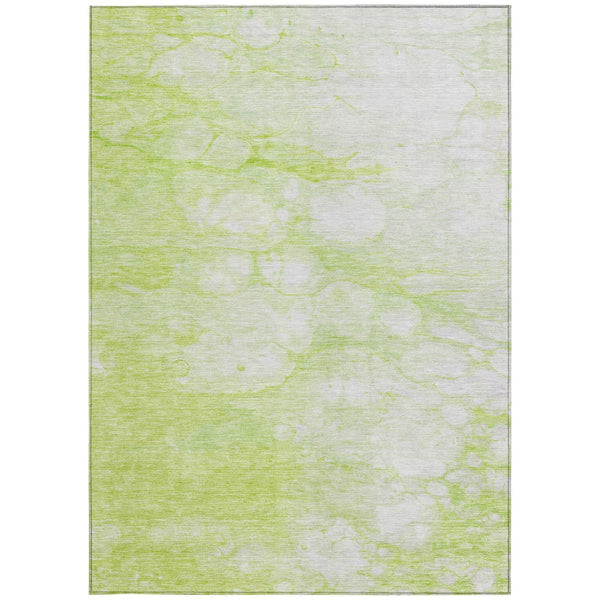 Homeroots 3' Artichoke Green Abstract Area Rug - Washable Indoor/Outdoor, Stain-resistant, Stylish Design 8' X 10' Polyester 582191