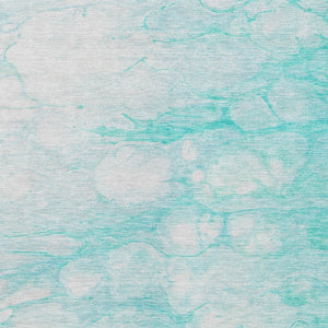 Homeroots 3' Artichoke Green Abstract Area Rug - Washable Indoor/Outdoor, Stain-resistant, Stylish Design 3' X 5' Polyester 582194