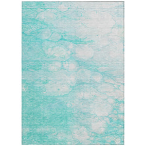 Homeroots 3' Artichoke Green Abstract Area Rug - Washable Indoor/Outdoor, Stain-resistant, Stylish Design 3' X 5' Polyester 582194
