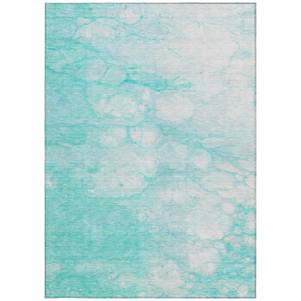 Homeroots 3' Artichoke Green Abstract Area Rug - Washable Indoor/Outdoor, Stain-resistant, Stylish Design 3' X 5' Polyester 582194