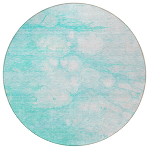 Homeroots 3' Artichoke Green Abstract Area Rug - Washable Indoor/Outdoor, Stain-resistant, Stylish Design 8' Round Polyester 582196