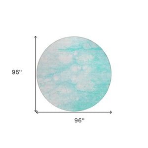 Homeroots 3' Artichoke Green Abstract Area Rug - Washable Indoor/Outdoor, Stain-resistant, Stylish Design 8' Round Polyester 582196