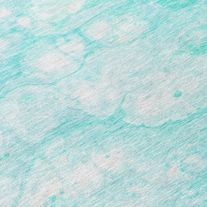 Homeroots 3' Artichoke Green Abstract Area Rug - Washable Indoor/Outdoor, Stain-resistant, Stylish Design 8' Round Polyester 582196