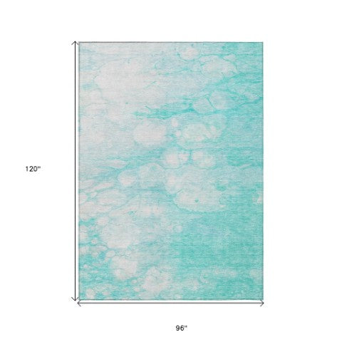 Homeroots 3' Artichoke Green Abstract Area Rug - Washable Indoor/Outdoor, Stain-resistant, Stylish Design 8' X 10' Polyester 582197