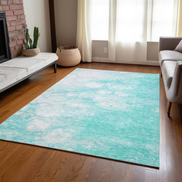 Homeroots 3' Artichoke Green Abstract Area Rug - Washable Indoor/Outdoor, Stain-resistant, Stylish Design 9' X 12' Polyester 582198