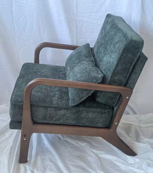English Elm Mid-Century Modern Accent Chair - Elegant Dark Green Leisure Chair For Living Room & Bedroom Relaxation W1893P395619