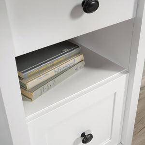English Elm L-Shaped Desk In Sleek White Finish - Spacious Corner Workspace With Storage For Home Office Efficiency B356P367731