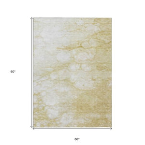 Homeroots 3' Artichoke Green Abstract Area Rug - Washable Indoor/Outdoor, Stain-resistant, Stylish Design 5' X 8' Polyester 582201