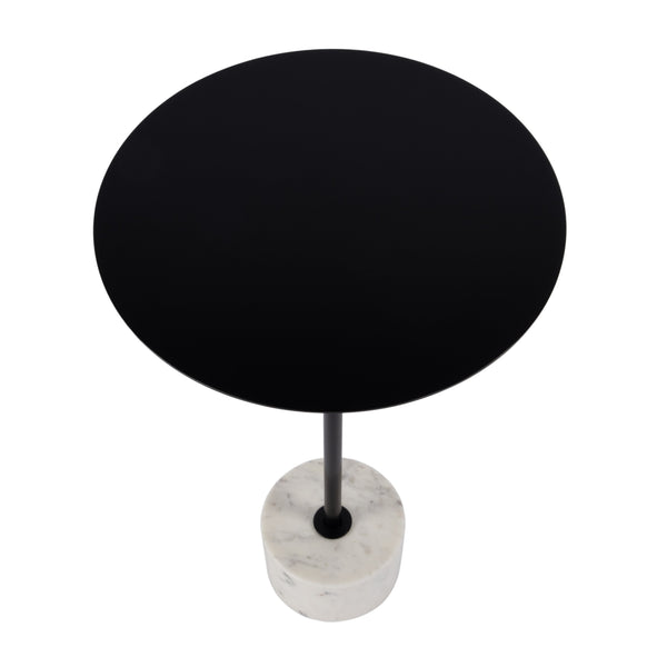 Butler Specialty Garrett Round Iron And Marble Side Table - Modern Elegance For Stylish Home Décor And Small Spaces Black And White Iron,Banswara Marble 5822025-butler