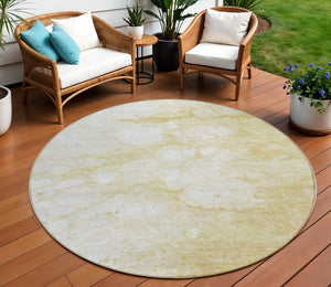 Homeroots 3' Artichoke Green Abstract Area Rug - Washable Indoor/Outdoor, Stain-resistant, Stylish Design 8' Round Polyester 582202