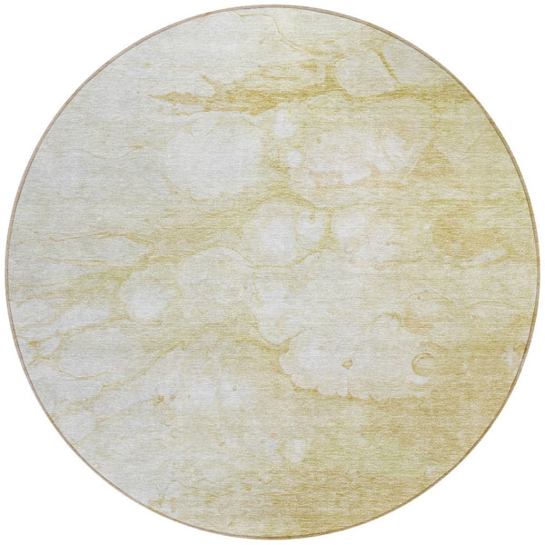 Homeroots 3' Artichoke Green Abstract Area Rug - Washable Indoor/Outdoor, Stain-resistant, Stylish Design 8' Round Polyester 582202