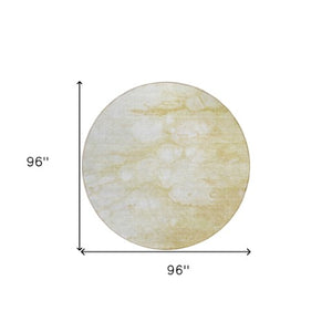 Homeroots 3' Artichoke Green Abstract Area Rug - Washable Indoor/Outdoor, Stain-resistant, Stylish Design 8' Round Polyester 582202