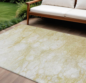 Homeroots 3' Artichoke Green Abstract Area Rug - Washable Indoor/Outdoor, Stain-resistant, Stylish Design 9' X 12' Polyester 582204