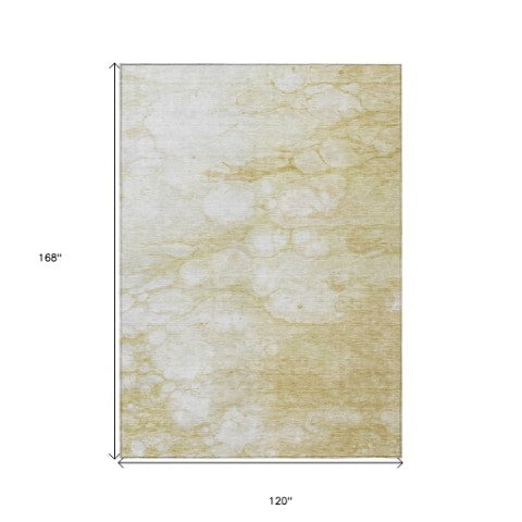 Homeroots 3' Artichoke Green Abstract Area Rug - Washable Indoor/Outdoor, Stain-resistant, Stylish Design 10' X 14' Polyester 582205