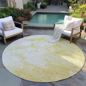 Homeroots 3' Artichoke Green Abstract Area Rug - Washable Indoor/Outdoor, Stain-resistant, Stylish Design 8' Round Polyester 582214