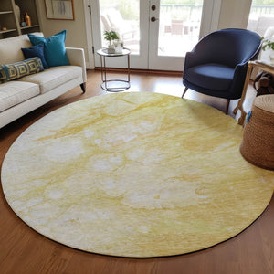 Homeroots 3' Artichoke Green Abstract Area Rug - Washable Indoor/Outdoor, Stain-resistant, Stylish Design 8' Round Polyester 582214