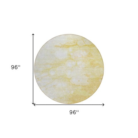 Homeroots 3' Artichoke Green Abstract Area Rug - Washable Indoor/Outdoor, Stain-resistant, Stylish Design 8' Round Polyester 582214