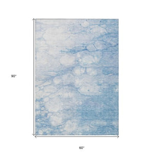 Homeroots 3' Artichoke Green Abstract Area Rug - Washable Indoor/Outdoor, Stain-resistant, Stylish Design 5' X 8' Polyester 582219