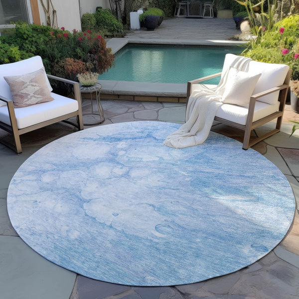 Homeroots 3' Artichoke Green Abstract Area Rug - Washable Indoor/Outdoor, Stain-resistant, Stylish Design 8' Round Polyester 582220