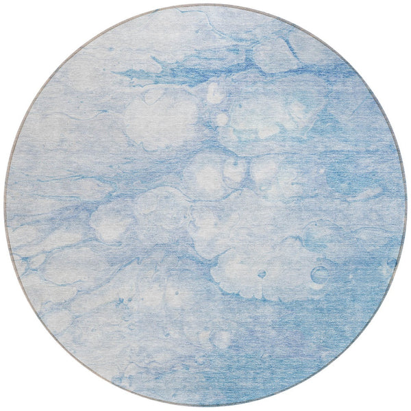 Homeroots 3' Artichoke Green Abstract Area Rug - Washable Indoor/Outdoor, Stain-resistant, Stylish Design 8' Round Polyester 582220