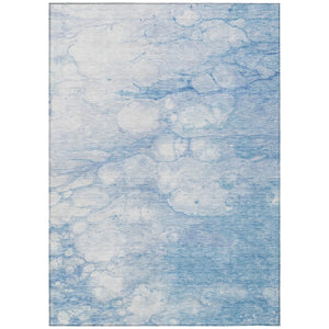 HomeRoots 5' Stylish Modern Abstract Area Rug in Sky Blue, Denim, and Silver – Washable Indoor/Outdoor Design 10' X 14' 582223