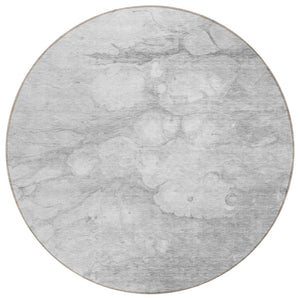HomeRoots 5' Stylish Silver Gray and Ivory Abstract Rug - Washable, Durable, Ideal for Indoor and Outdoor Spaces 8' Round 582226