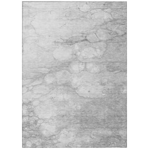 HomeRoots 9' Silver Gray and Ivory Abstract Area Rug – Stylish, Washable, Durable for Indoor and Outdoor Use 9' X 12' 582228