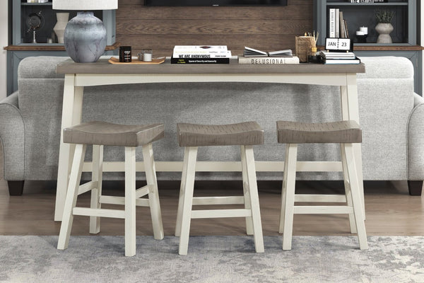 English Elm Transitional 4-Piece Counter Height Set - Elegant Two-Tone White & Coffee Finish With Stools B011P284446-GIGA