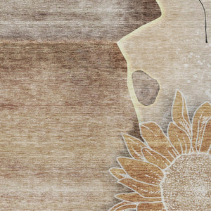 Homeroots 3' Artichoke Green Floral Washable Area Rug For Indoor And Outdoor Spaces - Stylish & Durable 8' X 10' Polyester 582239