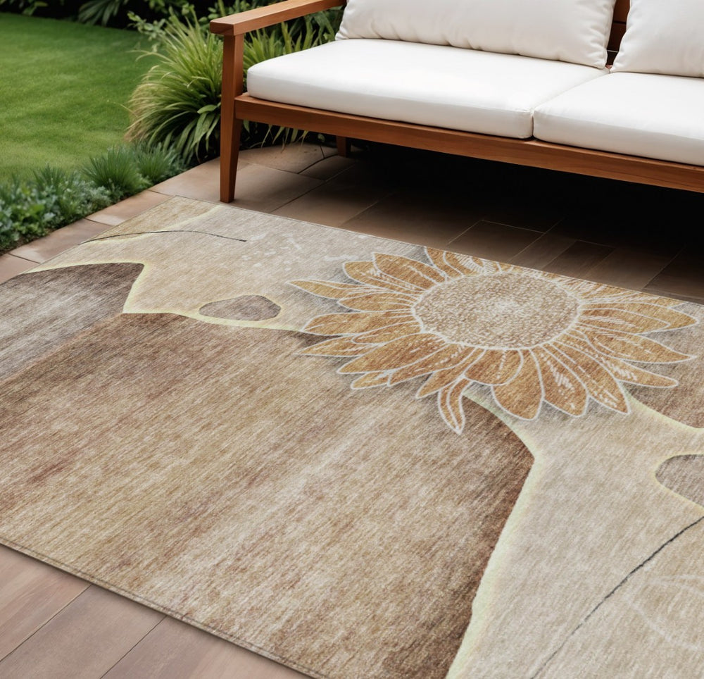 HomeRoots 9' Timeless Floral Area Rug for Indoor and Outdoor Spaces - Durable, Washable, and Stylish Design 9' X 12' 582240