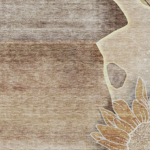 Homeroots 3' Artichoke Green Floral Washable Area Rug For Indoor And Outdoor Spaces - Stylish & Durable 9' X 12' Polyester 582240