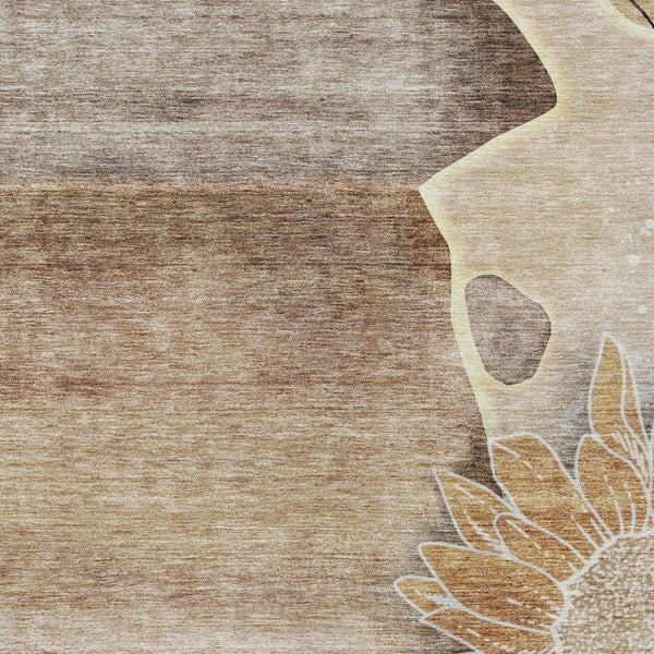 Homeroots 3' Artichoke Green Floral Washable Area Rug For Indoor And Outdoor Spaces - Stylish & Durable 9' X 12' Polyester 582240