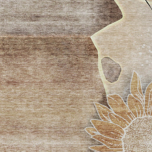 Homeroots 3' Artichoke Green Floral Washable Area Rug For Indoor And Outdoor Spaces - Stylish & Durable 10' X 14' Polyester 582241