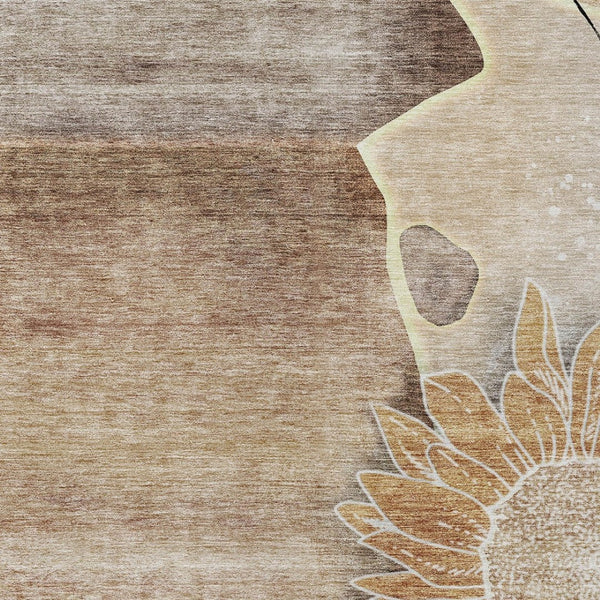 Homeroots 3' Artichoke Green Floral Washable Area Rug For Indoor And Outdoor Spaces - Stylish & Durable 10' X 14' Polyester 582241