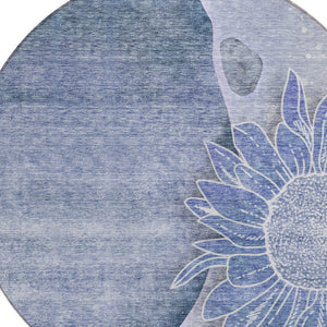 Homeroots 3' Artichoke Green Floral Washable Area Rug For Indoor And Outdoor Spaces - Stylish & Durable 8' Round Polyester 582244