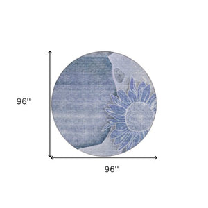 Homeroots 3' Artichoke Green Floral Washable Area Rug For Indoor And Outdoor Spaces - Stylish & Durable 8' Round Polyester 582244