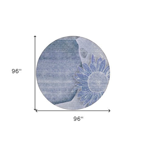 Homeroots 3' Artichoke Green Floral Washable Area Rug For Indoor And Outdoor Spaces - Stylish & Durable 8' Round Polyester 582244